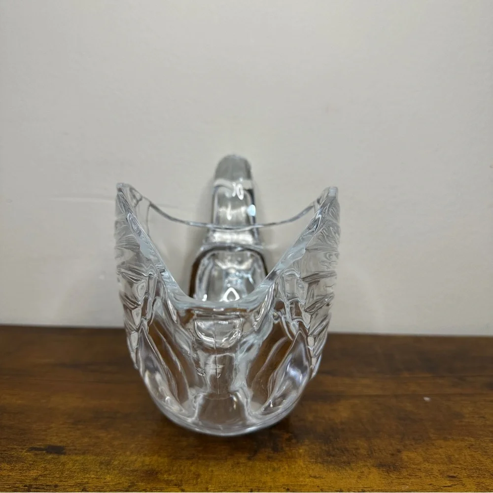 Vintage Crystal Glass Swan Figurine Elegant Bird Decor Mid Century Style